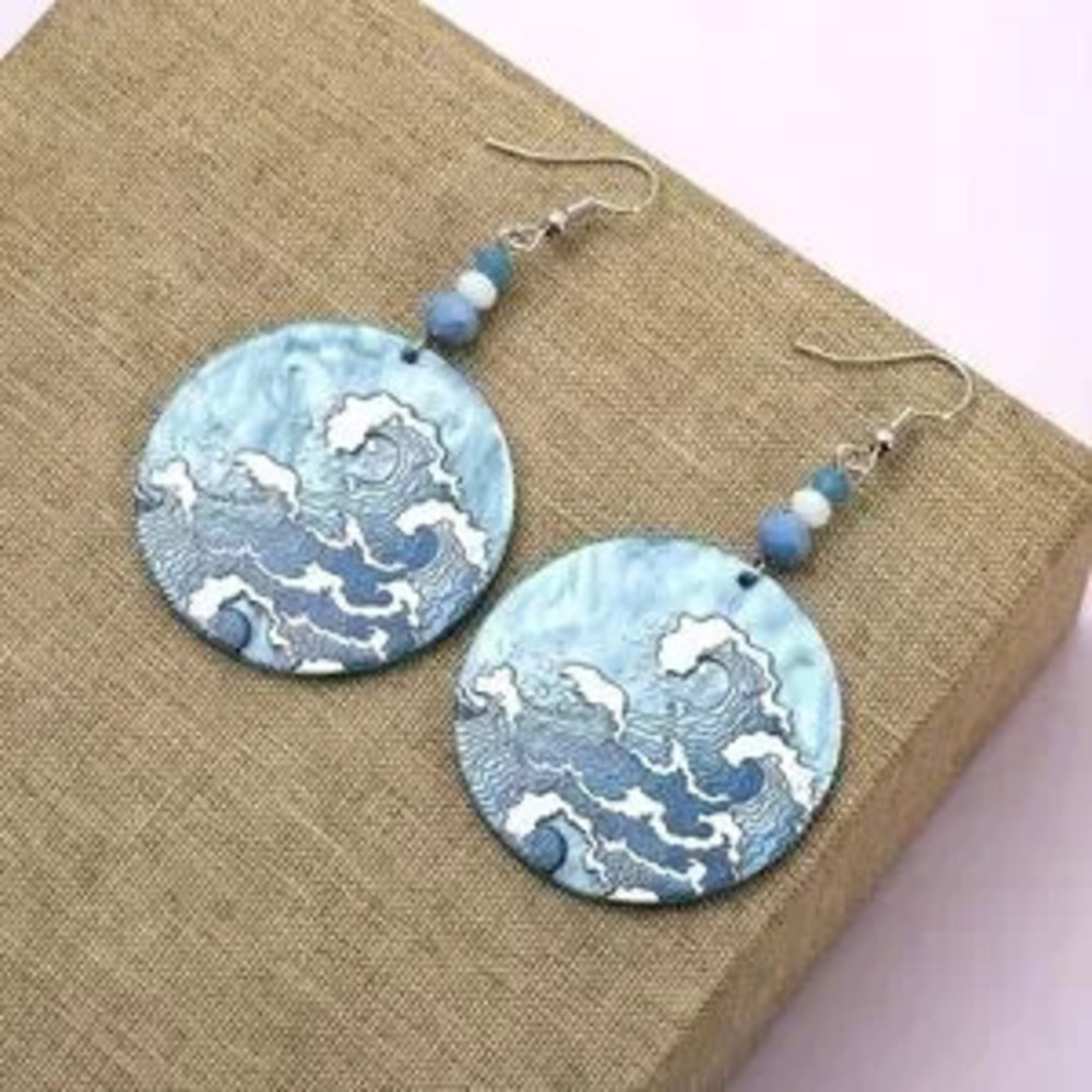 Beach Wave Blue Waves Acrylic Earrings For Women